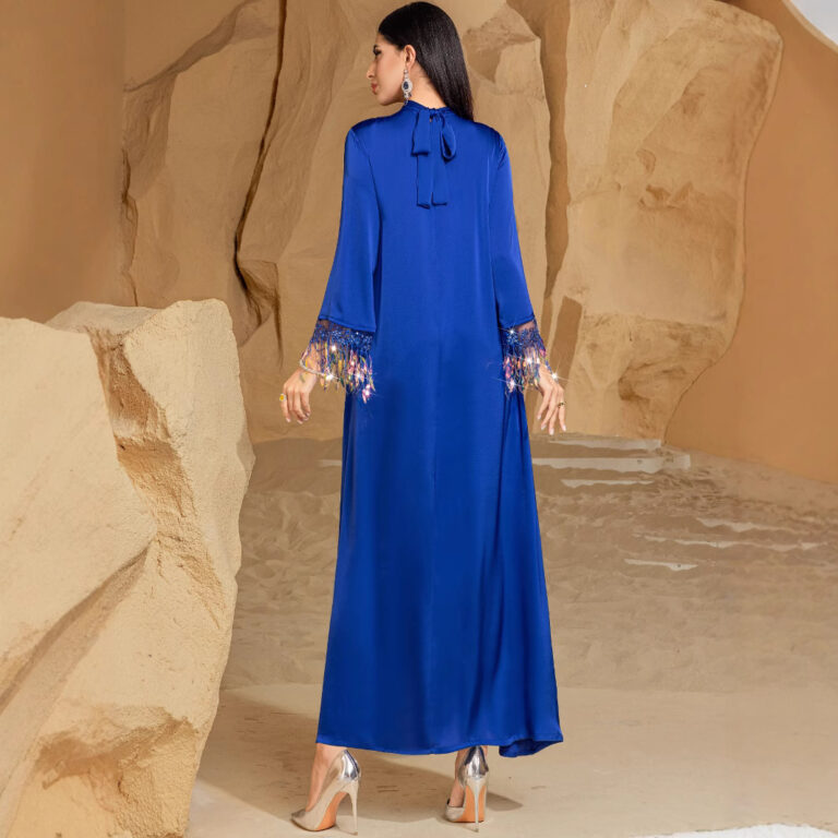 Blue Fantasy Laser Gradient Tassel Long Dress - Image 3