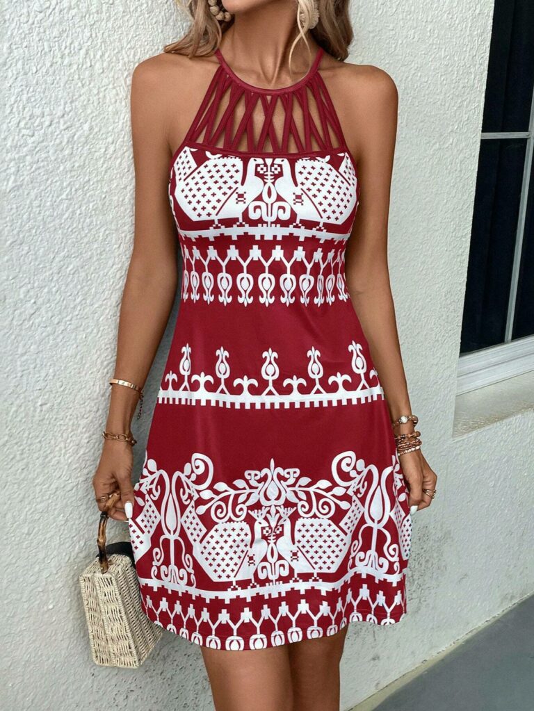 Women's Spaghetti-strap Floral Print All-matching Sleeveless Medium Dress - Image 6