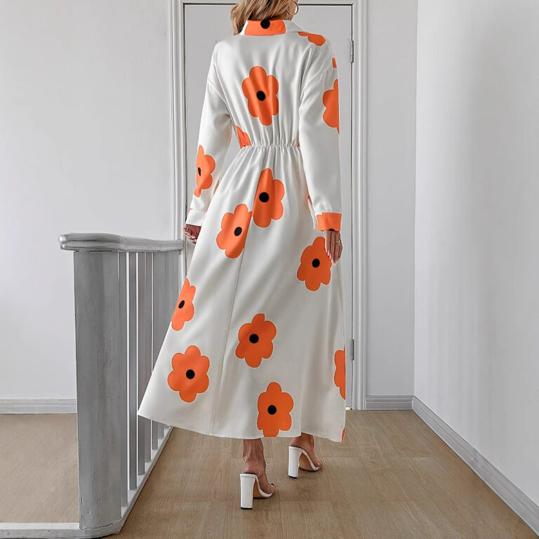 Fashion Women's Long Sleeve Printed Lace-up Dress - Image 2