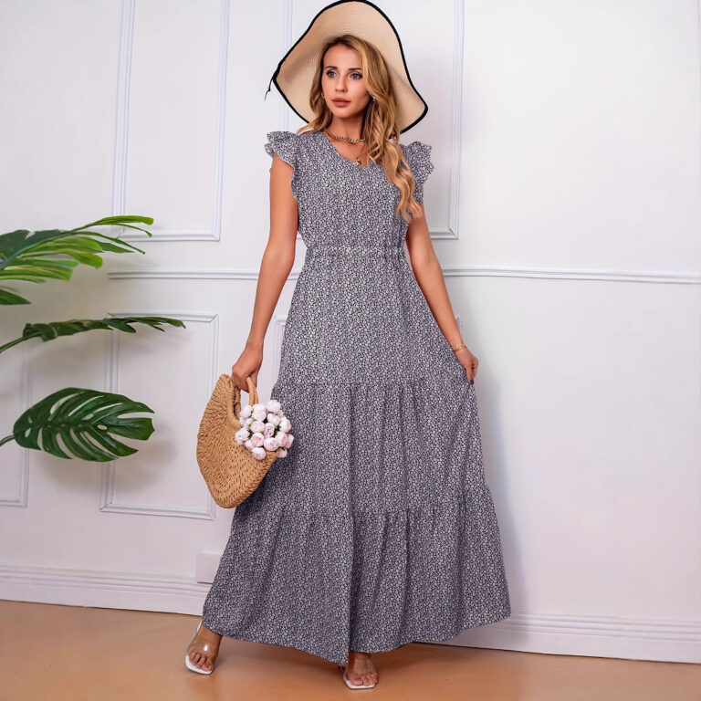 Fashion Puff Sleeve Floral European And American Style Dress - Image 4