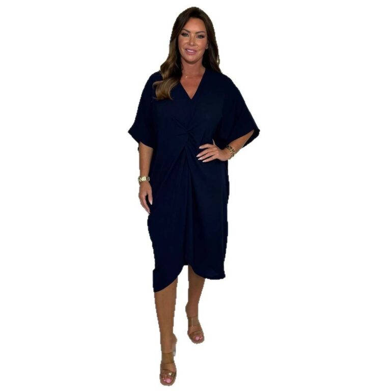 Loose Raglan Sleeve Irregular Twist Dress - Image 5