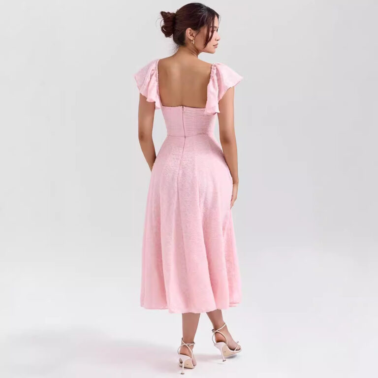 Fashion Square Collar Two-way Sleeves Jacquard Dress - Image 4
