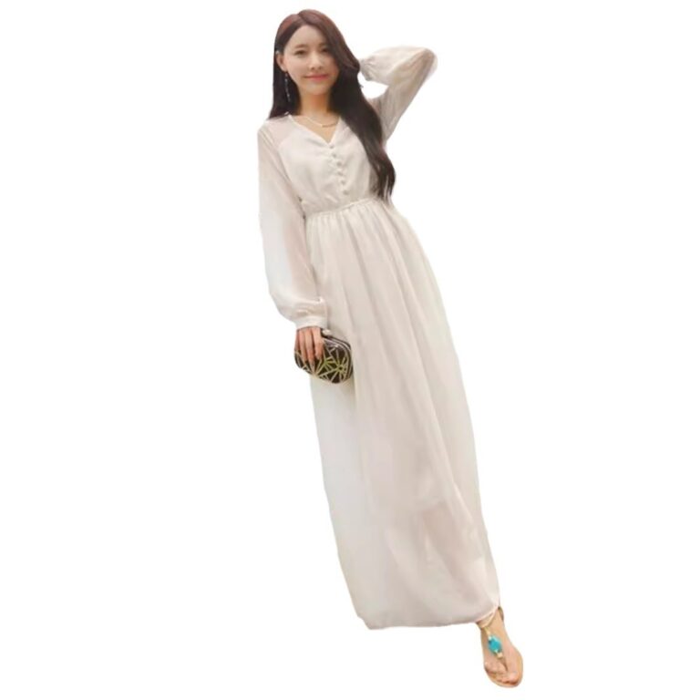 Chiffon White Vacation Style Dress - Image 5