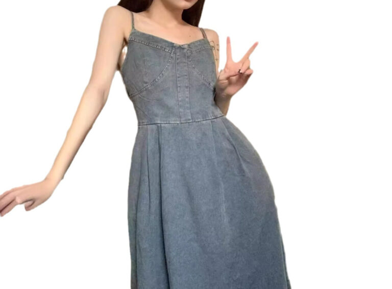 Hot Girl Retro Denim Sling Dress Women's Clothing - Image 6