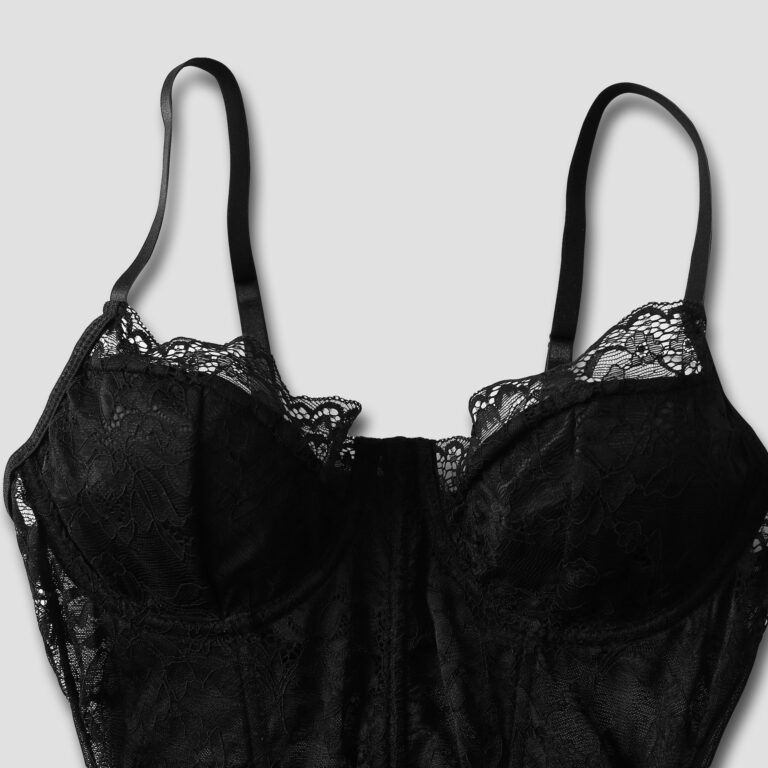Advanced Satin Lace Fishbone Stitching See-through Hip Spaghetti Straps Dress - Image 3