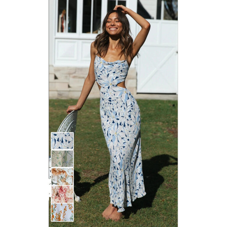 New Small Floral Print Backless Lace-up Sweet Spaghetti-strap Dress - Image 2