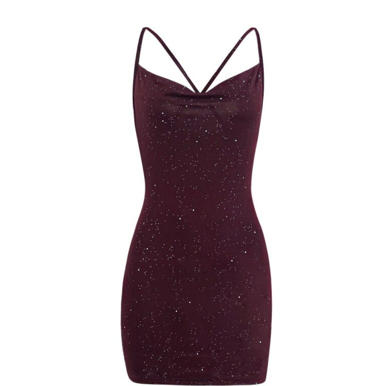Women's V-neck Slim Cross Shoulder Strap Dress - Image 5