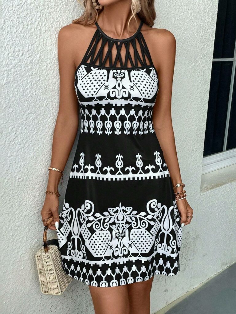 Women's Spaghetti-strap Floral Print All-matching Sleeveless Medium Dress - Image 7