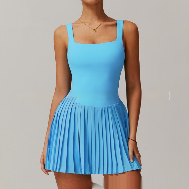 Yoga Jumpsuit Fake Two-piece Tennis Anti-wardrobe Malfunction Base Fitness Pleated Skirt - Image 5