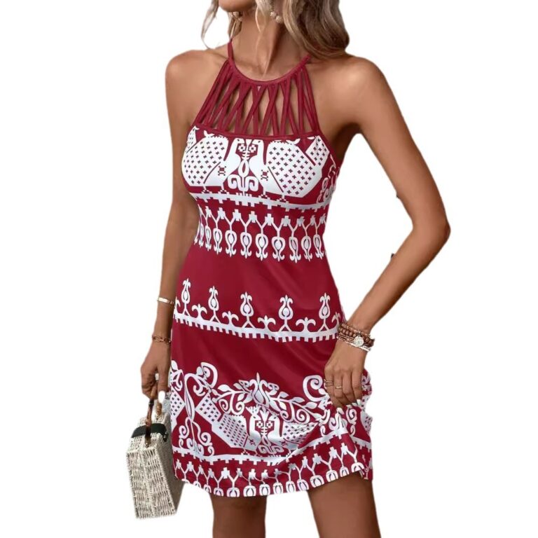Women's Spaghetti-strap Floral Print All-matching Sleeveless Medium Dress - Image 5