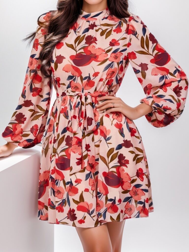 Floral Print Long Sleeve Dress - Image 4