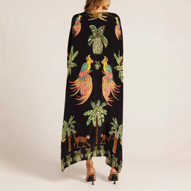 Spring V-neck Print Loose Fashion Dress - Image 3