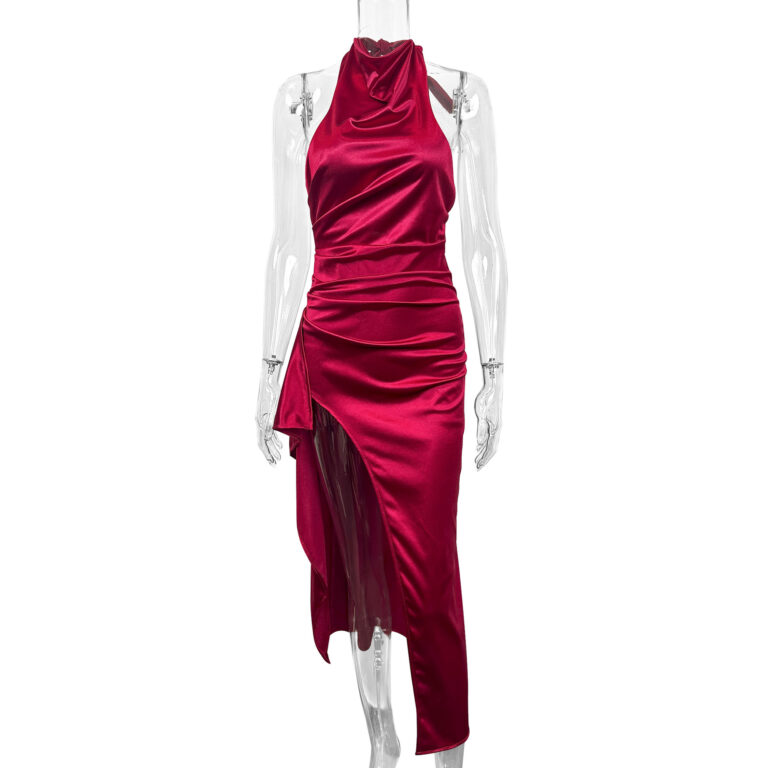 Sexy Slit Lace-up Backless Ruffle Hip Long Dress - Image 4