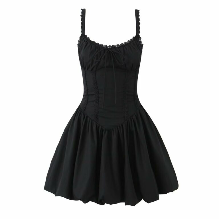 Lace Splicing Sling Lace-up Waist-controlled Dress - Image 8
