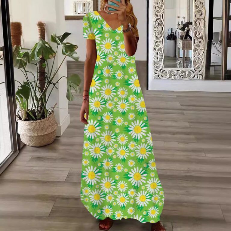 Women's 3D Printed V-neck Casual Fashion Dress - Image 2
