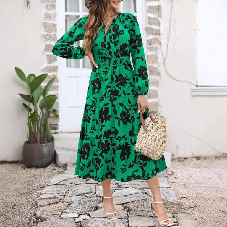 Women's Elegant Bohemian Printed Dress - Image 5
