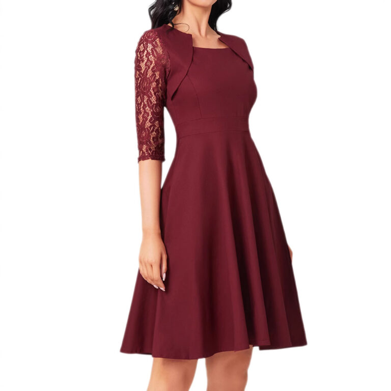 Women's Fashion Personality Vintage Floral Lace Dress - Image 4