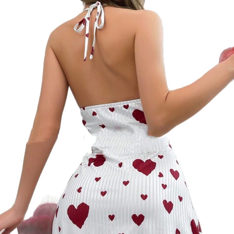 Pure Desire Women's Sunken Stripe Heart Printing Suspender Skirt Love - Image 4