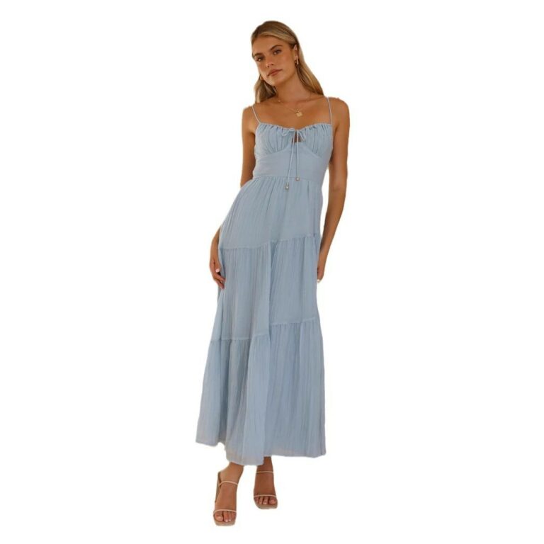 Women's Sleeveless Splicing Sling Long Backless Dress - Image 5