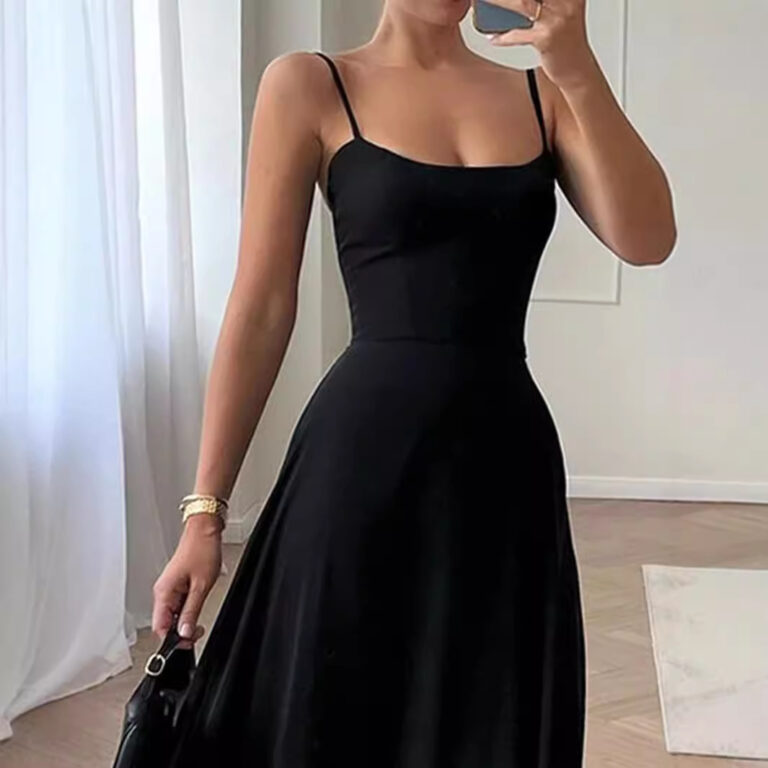 Sling Ball Large Skirt Solid Color Dress Women - Image 3