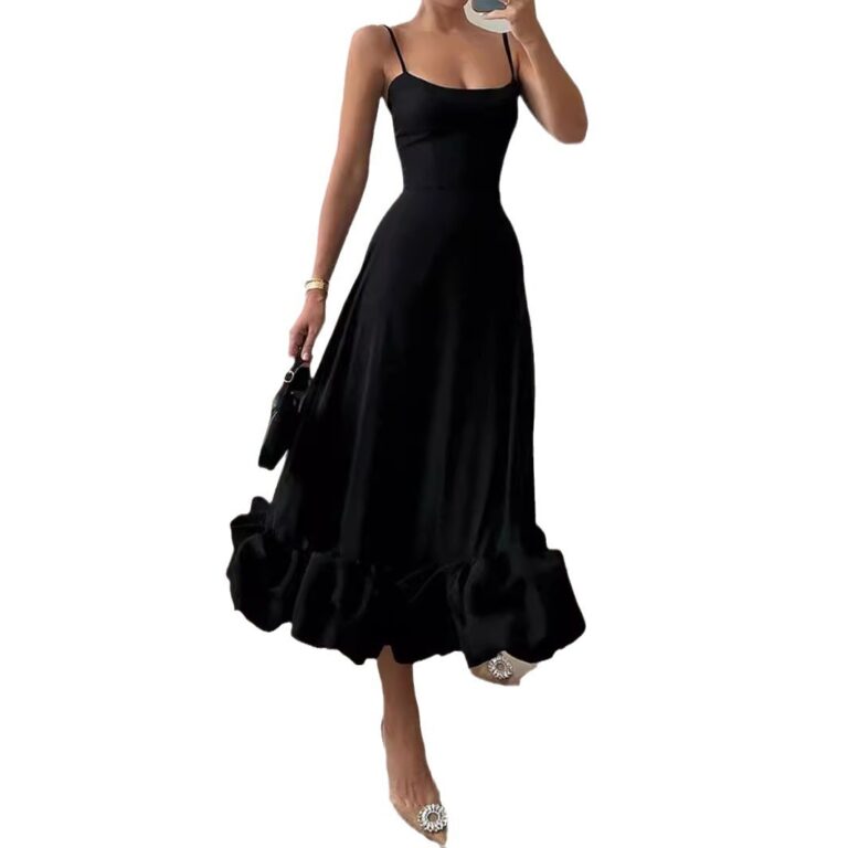 Sling Ball Large Skirt Solid Color Dress Women - Image 5