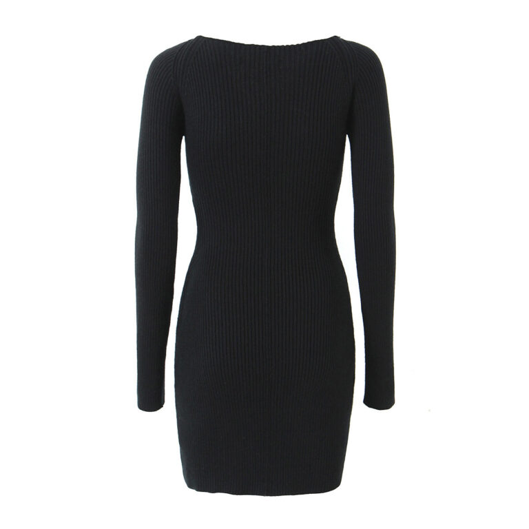 American Hot Girl Hollow Out Tied Knitted Dress - Image 3