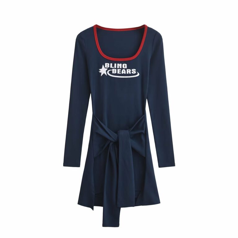 Women's Contrast Color Stitching Letter Printing Dress - Image 3