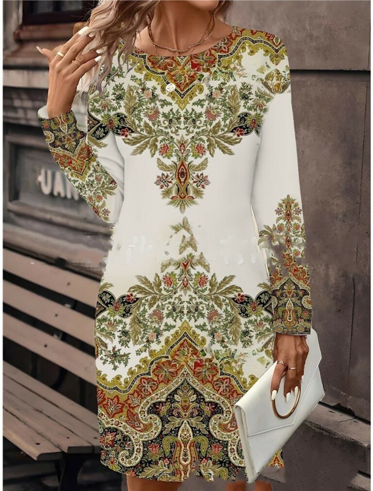 Christmas New Women's Clothes Long Sleeve T-shirt Dress Digital Printing - Image 4
