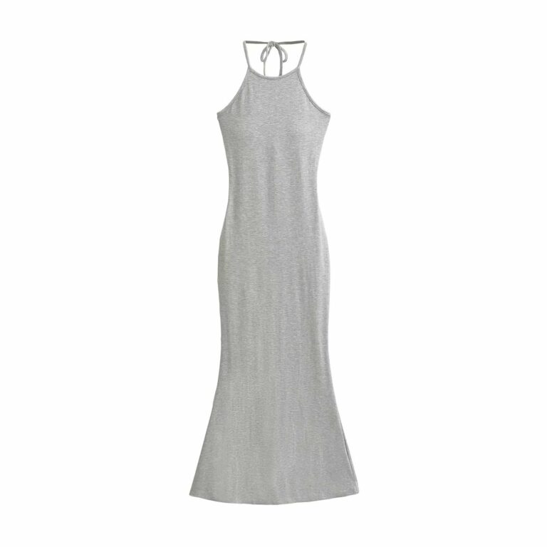 Halter Rope Slim Fit Backless Long Dress - Image 5