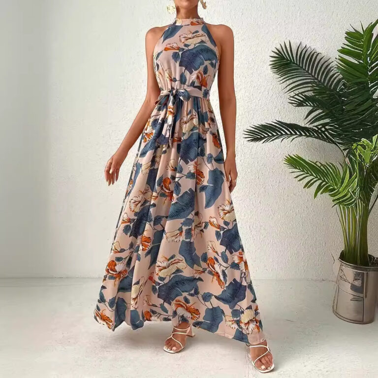 Bohemian Retro Halter Dress Women - Image 4