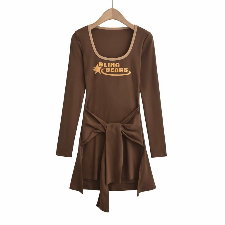 Women's Contrast Color Stitching Letter Printing Dress - Image 4