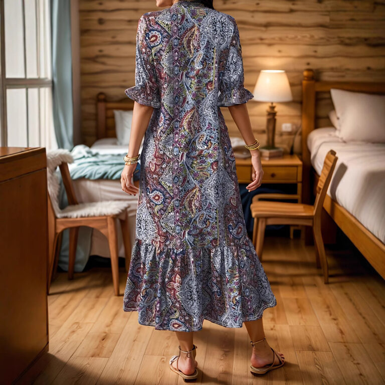 Women's Clothing Printed V-neck Plus Size Dress - Image 3