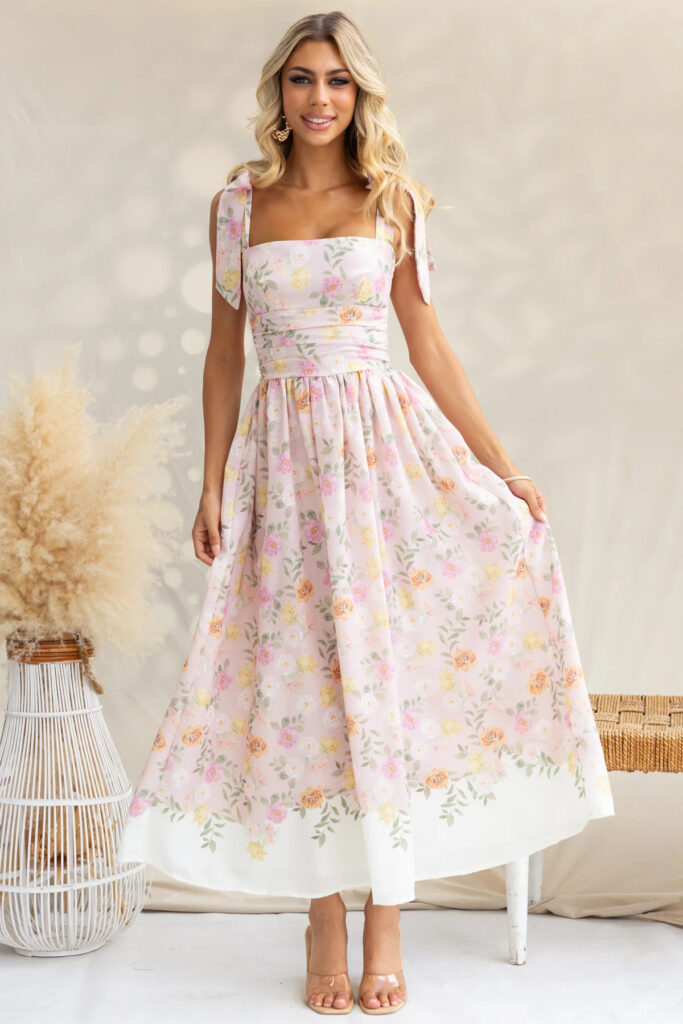 Holiday Floral Tight Waist Slim-fit Assorted Colors Dress - Image 6