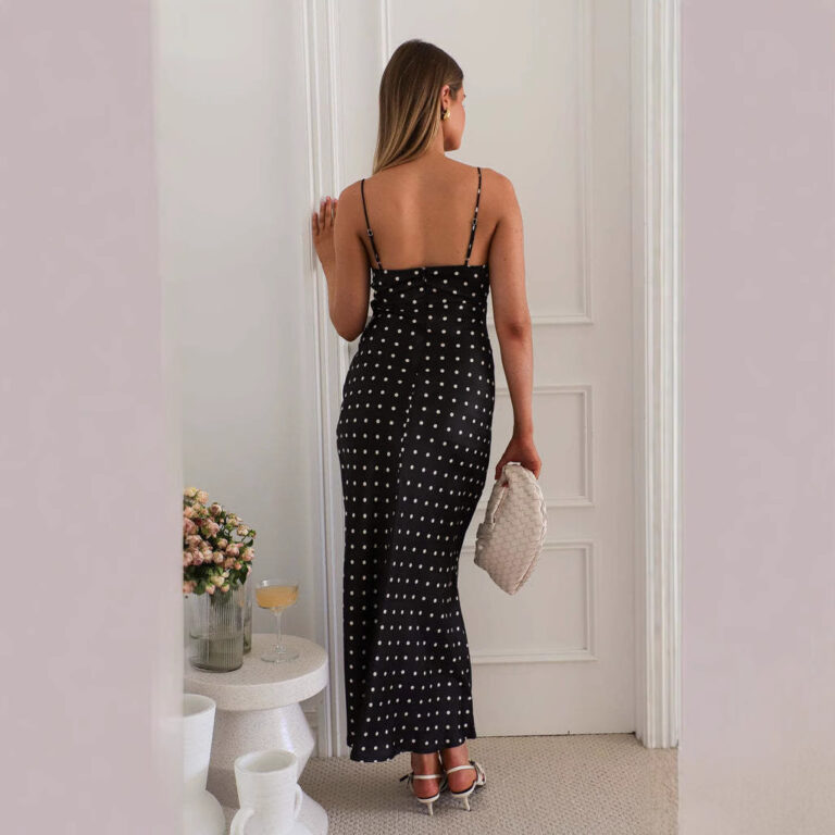 Printed Sleeveless Sling Neckline Lace Slim Fit Dress - Image 2