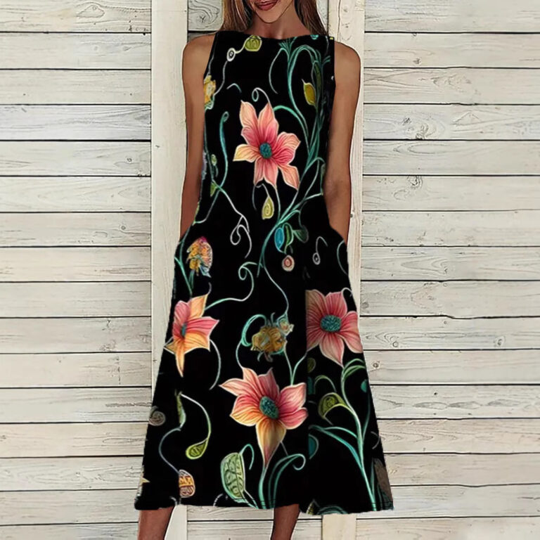 Women's Vest Printed Elegant Plus Size Dress - Image 4
