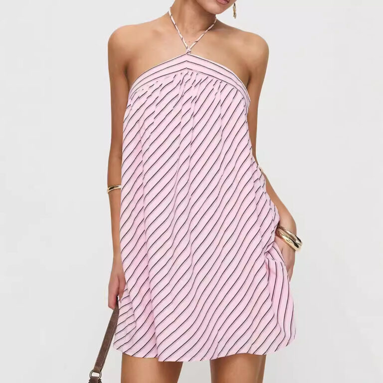 Wear Women's Striped Halter Backless Dress - Image 2