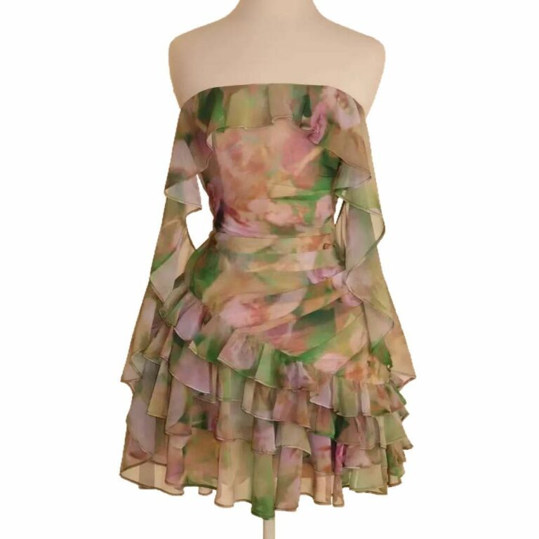 Chiffon Printed Ruffles Tube Dress - Image 5