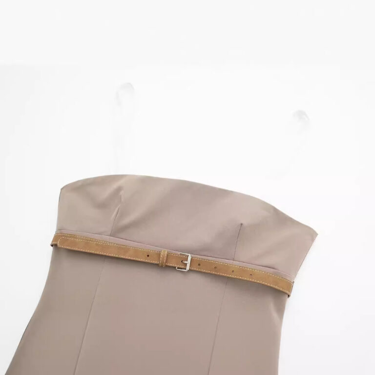 Women's Fashion Slim Fit With Belt Stitching Dress - Image 3