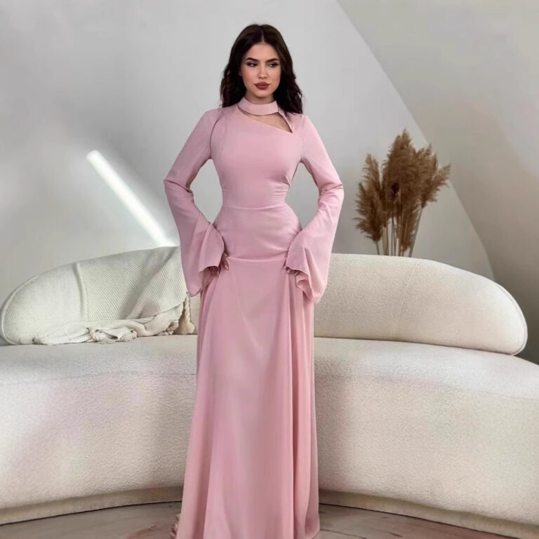 Solid Color Long Sleeve Slim Fit Dress - Image 2