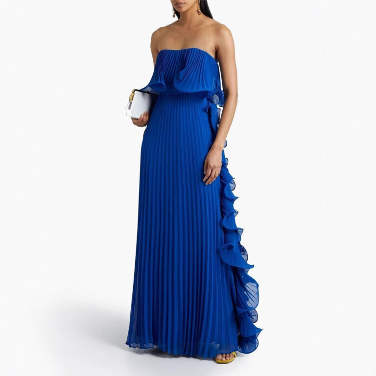 Women's Pleated Chest Wrap Large Hem Dress - Image 5