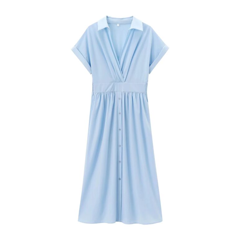 Women's Shirt Style Midi Skirt Dress