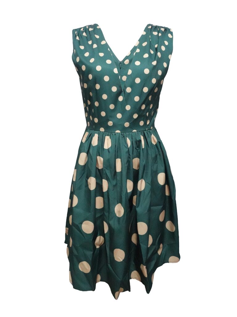 Ladies' V-neck Polka Dot Printed Fashionable Dress - Image 2