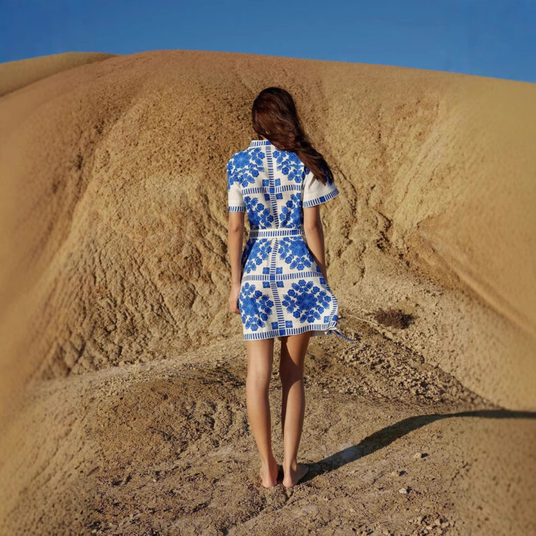 Women's Fashion Printed Lace Up Dress - Image 4