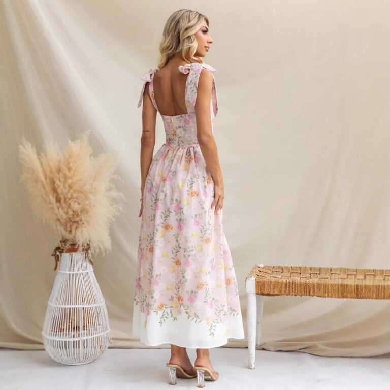 Holiday Floral Tight Waist Slim-fit Assorted Colors Dress - Image 3