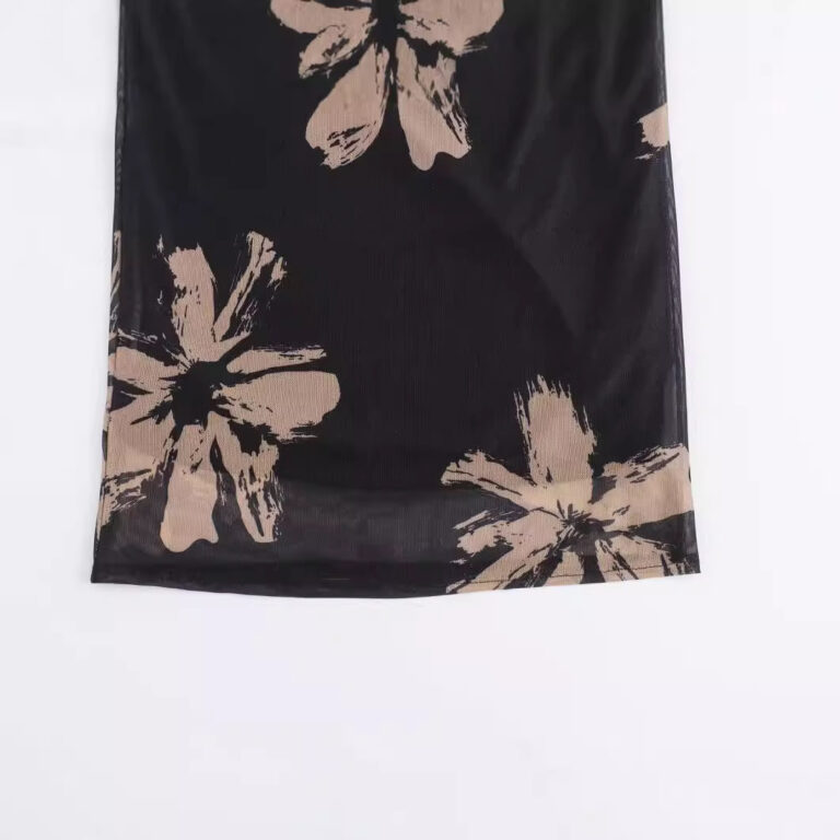 Simple Mesh Printed Sheath Dress - Image 4