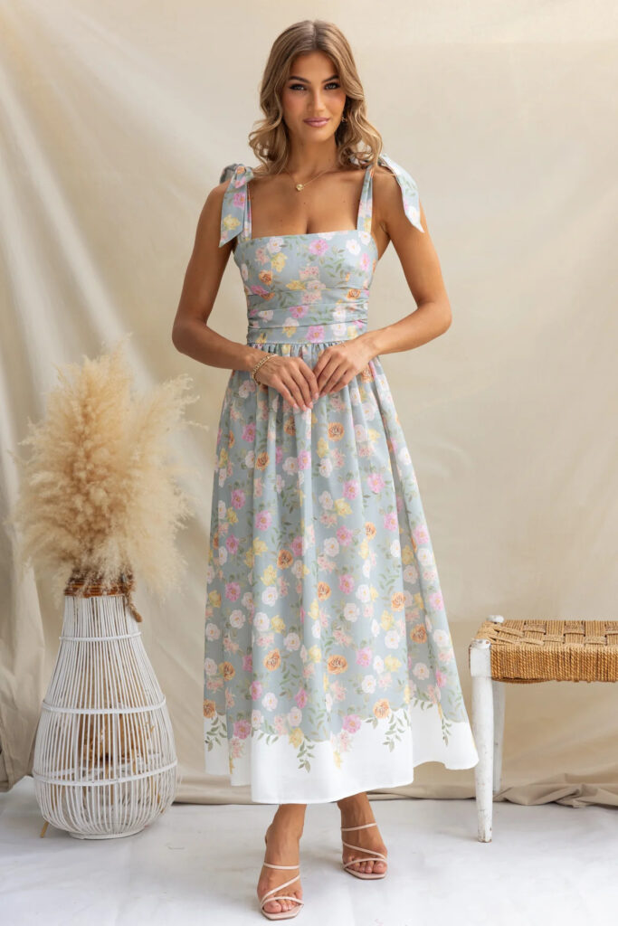 Holiday Floral Tight Waist Slim-fit Assorted Colors Dress - Image 5