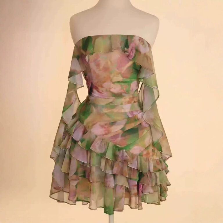 Chiffon Printed Ruffles Tube Dress - Image 3