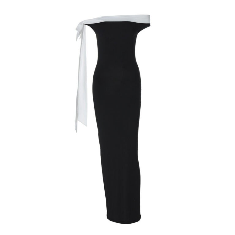 Women's Fashion Off-shoulder Ribbon Slim Fit Dress - Image 5