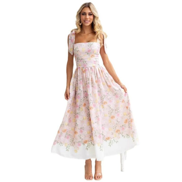 Holiday Floral Tight Waist Slim-fit Assorted Colors Dress - Image 4