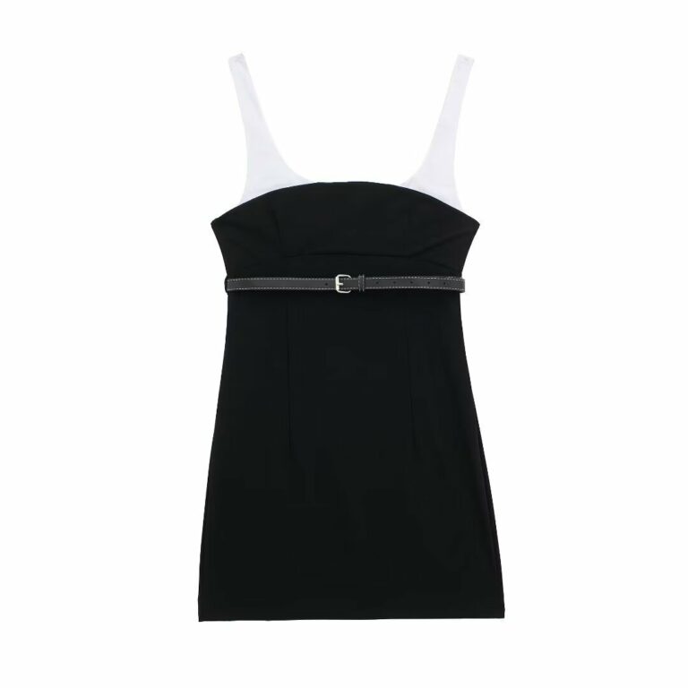 Women's Fashion Slim Fit With Belt Stitching Dress - Image 7